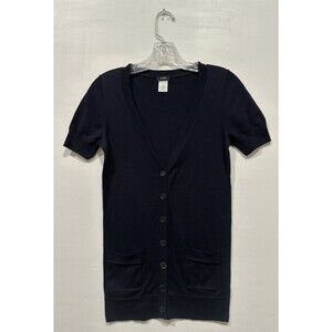 J. Crew  women size XS  dark navy 100% cotton  short sleeve cardigan